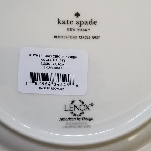 kate spade | Dining | 4 Kate Spade New York Rutherford  4 Kate Spade New York Rutherford Circle Grey Lenox Accent Luncheon Plates *NEW*